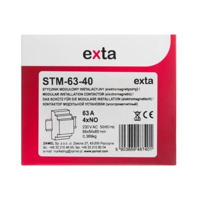 Stycznik modułowy instalacyjny 63A 4xNO 230V AC TYP: STM-63-40 (EXT10000299-WUN)